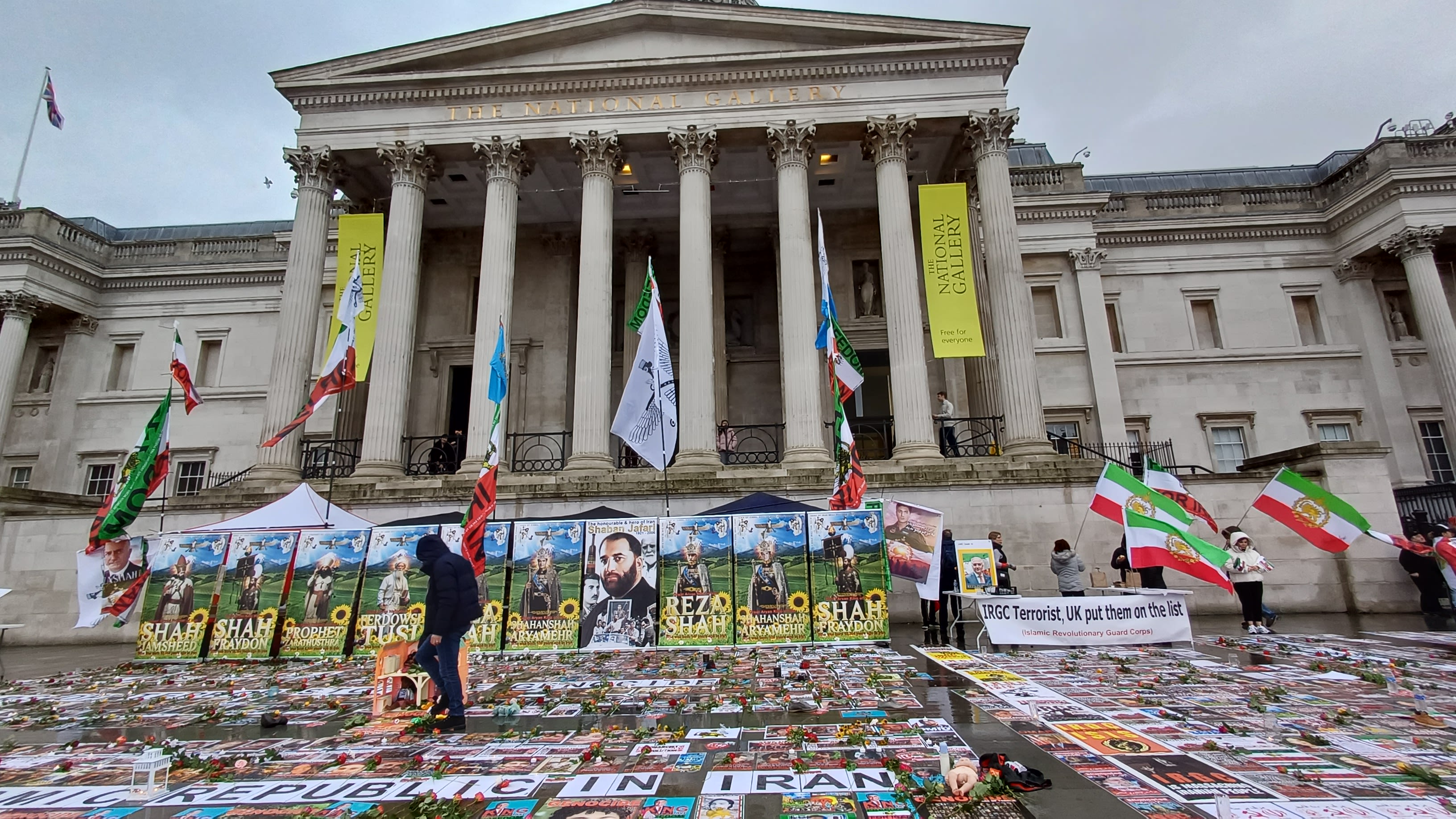 Thousands gather for Iran solidarity rally in Trafalgar Square, London, on 7 February 2026. Image Credits: Nayonika Manna.