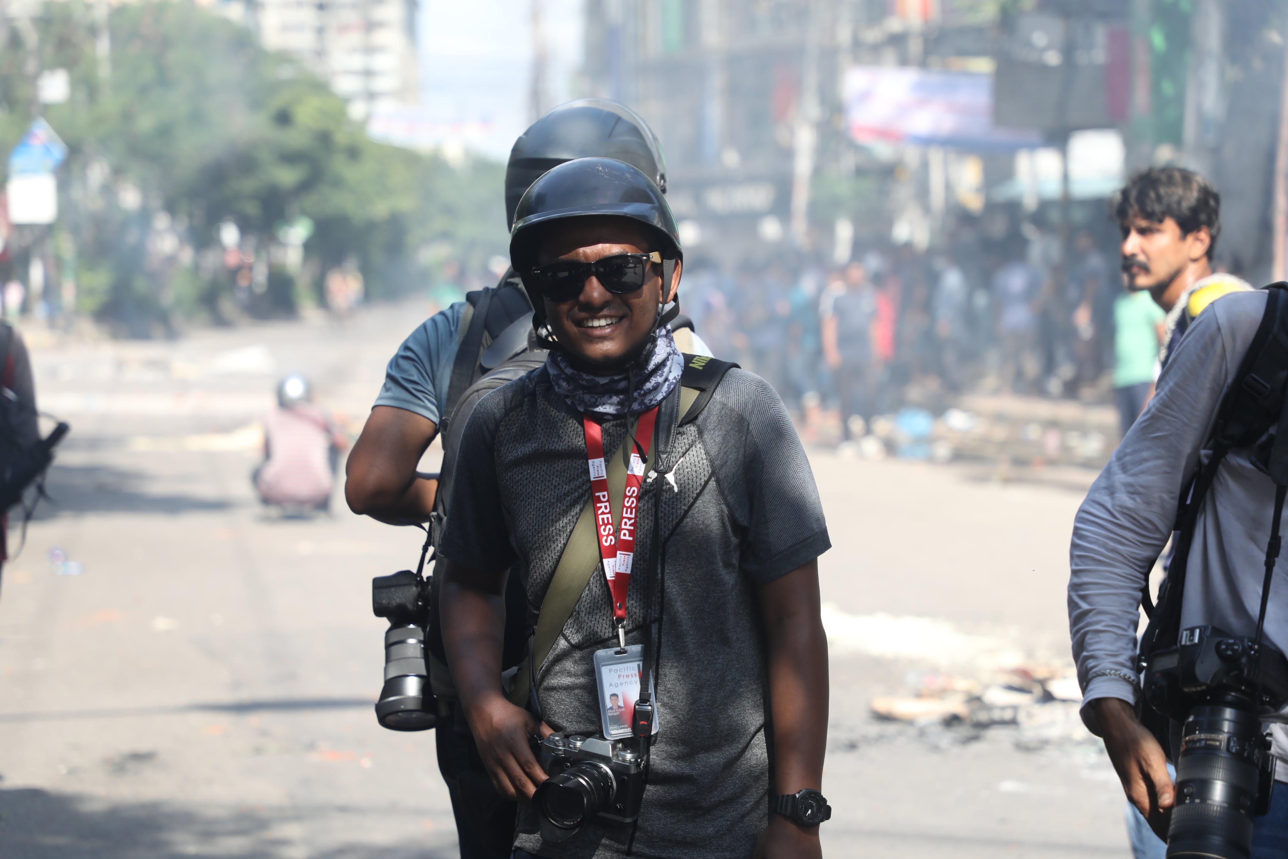 Abul Hayat Rahad at the civil unrest for the overthrow of Sheikh Hasina's Awami League government in Bangladesh on 5 August 2024. Photo credits: Tawhiduzzaman Topu.