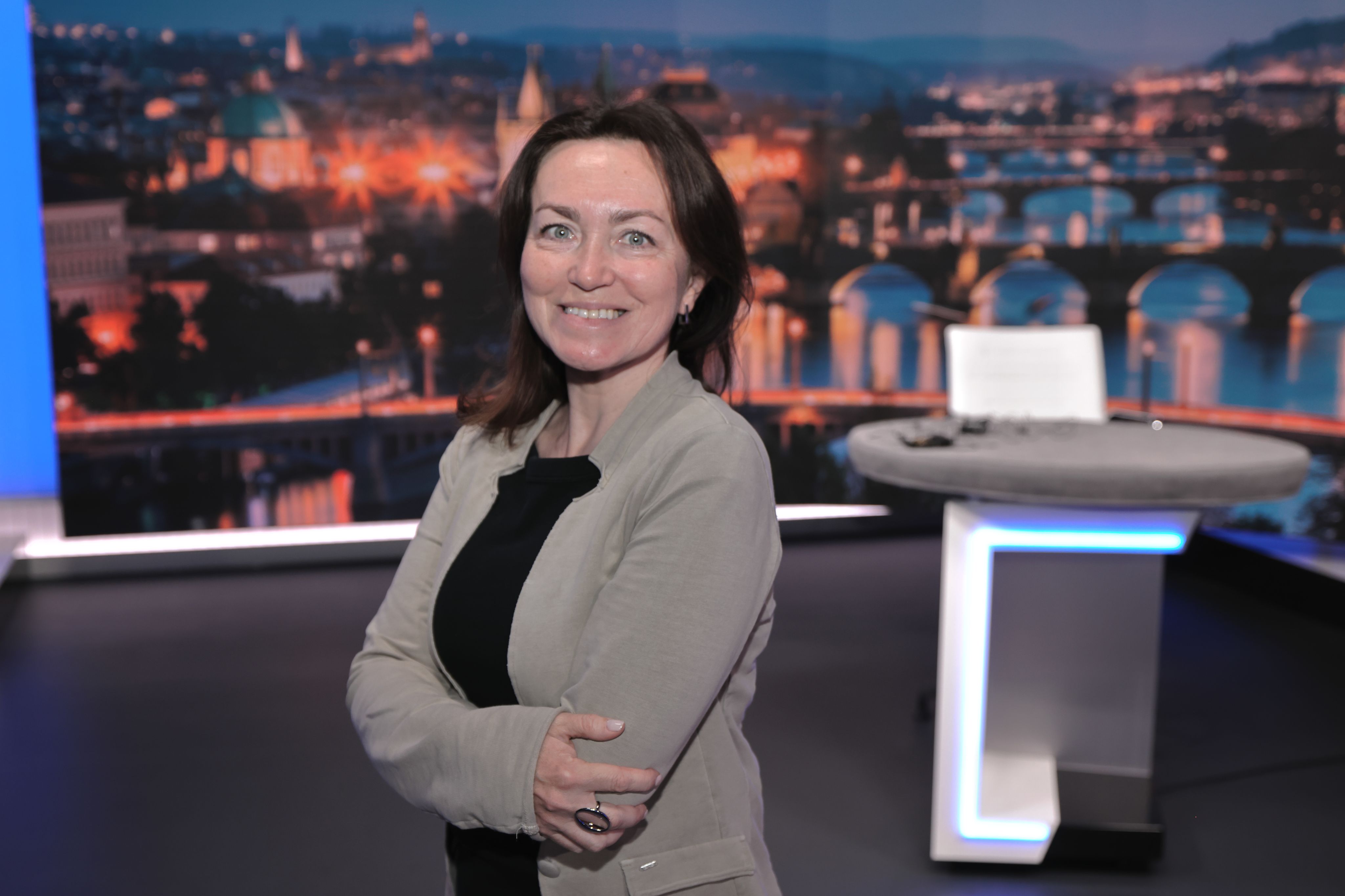 Alsu Kurmasheva at the Radio Free Europe/Radio Liberty studio in Prague. Photo Credit: RFE/RL. 